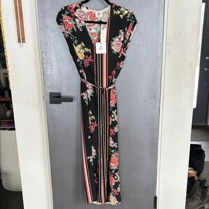 Anthropologie Sanne Floral Black midi Dress NWT